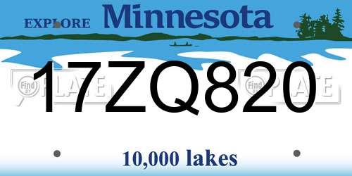 17ZQ820 Minnesota License Plate