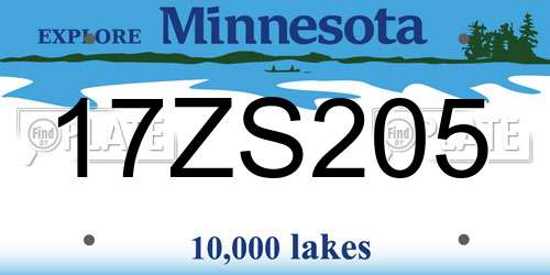 17ZS205 Minnesota License Plate