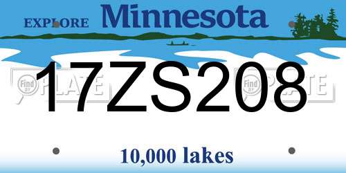 17ZS208 Minnesota License Plate