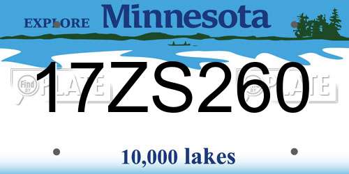 17ZS260 Minnesota License Plate