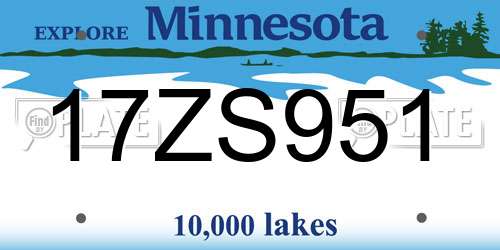 17ZS951 Minnesota License Plate