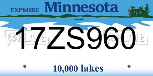 17ZS960 Minnesota License Plate