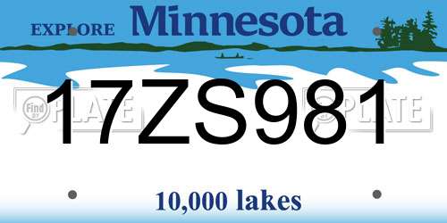 17ZS981 Minnesota License Plate