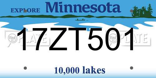17ZT501 Minnesota License Plate