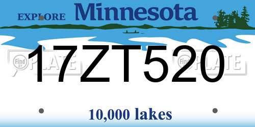 17ZT520 Minnesota License Plate