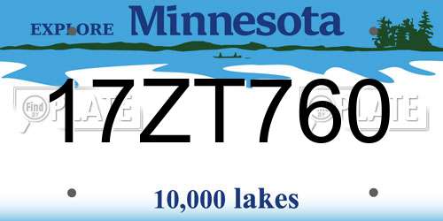 17ZT760 Minnesota License Plate