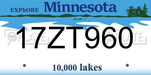 17ZT960 Minnesota License Plate