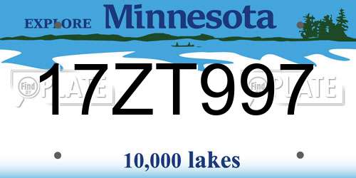 17ZT997 Minnesota License Plate