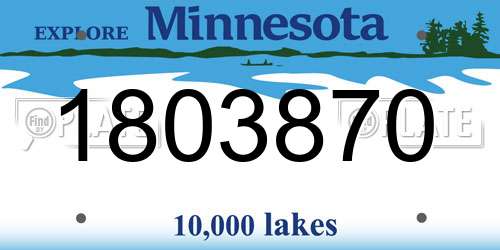 1803870 Minnesota License Plate