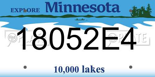 18052E4 Minnesota License Plate