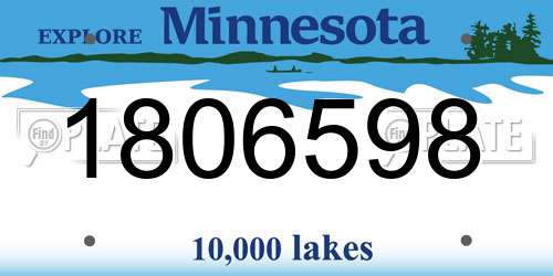 1806598 Minnesota License Plate
