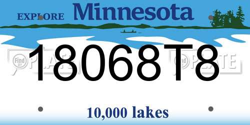 18068T8 Minnesota License Plate