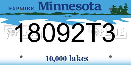 18092T3 Minnesota License Plate
