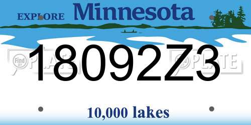 18092Z3 Minnesota License Plate