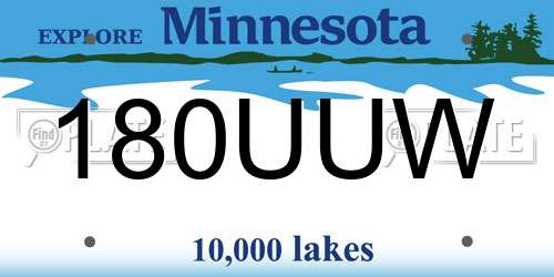 180UUW Minnesota License Plate