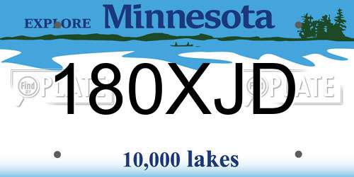 180XJD Minnesota License Plate
