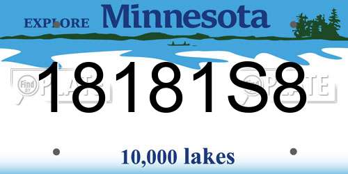 18181S8 Minnesota License Plate