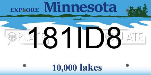 181ID8 Minnesota License Plate