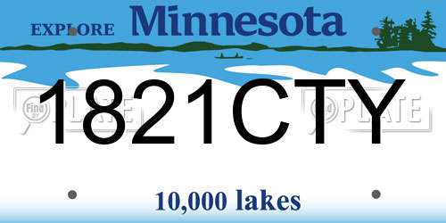 1821CTY Minnesota License Plate
