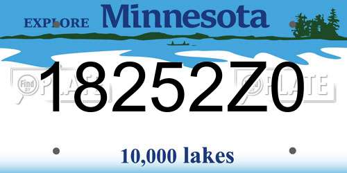 18252Z0 Minnesota License Plate