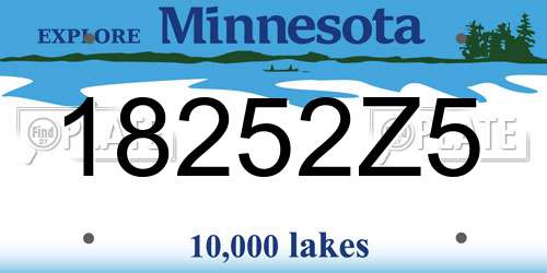 18252Z5 Minnesota License Plate