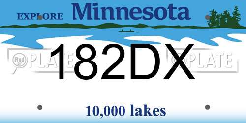 182DX Minnesota License Plate