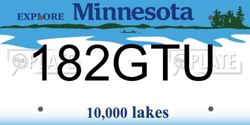182GTU Minnesota License Plate