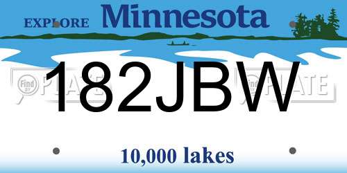 182JBW Minnesota License Plate