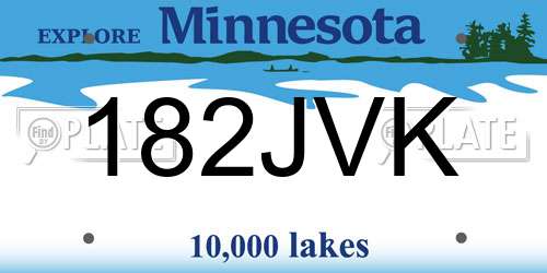 182JVK Minnesota License Plate