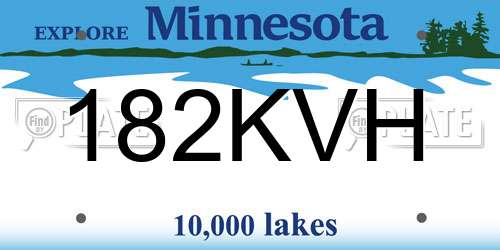 182KVH Minnesota License Plate
