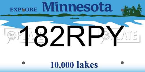182RPY Minnesota License Plate