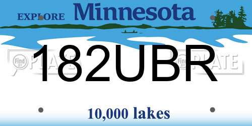 182UBR Minnesota License Plate