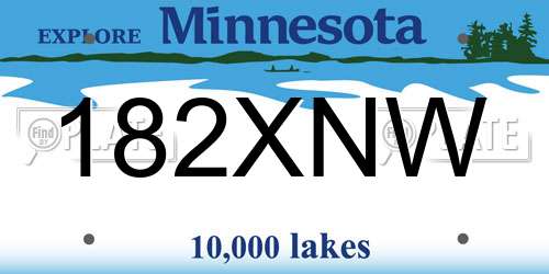 182XNW Minnesota License Plate