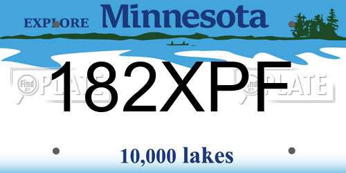182XPF Minnesota License Plate