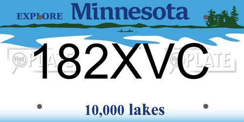 182XVC Minnesota License Plate