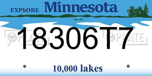 18306T7 Minnesota License Plate