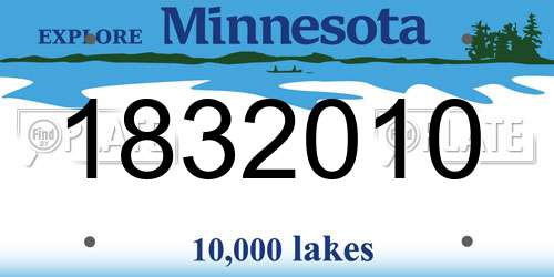 1832010 Minnesota License Plate