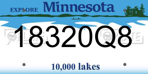 18320Q8 Minnesota License Plate