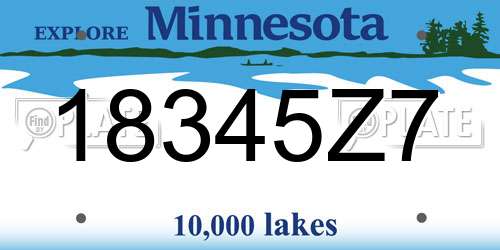 18345Z7 Minnesota License Plate