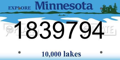 1839794 Minnesota License Plate