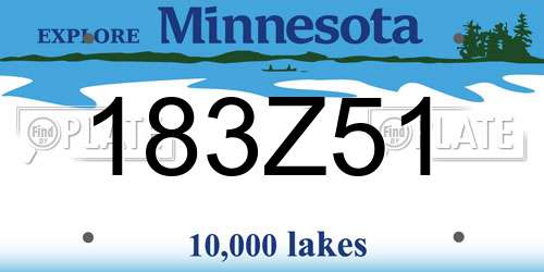 183Z51 Minnesota License Plate