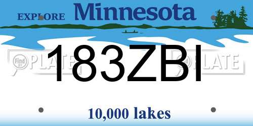 183ZBI Minnesota License Plate