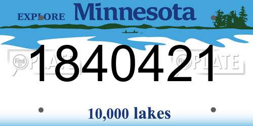 1840421 Minnesota License Plate