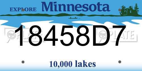 18458D7 Minnesota License Plate