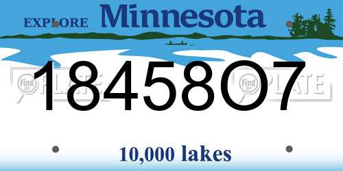 18458O7 Minnesota License Plate