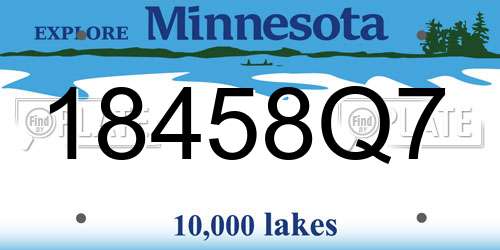 18458Q7 Minnesota License Plate