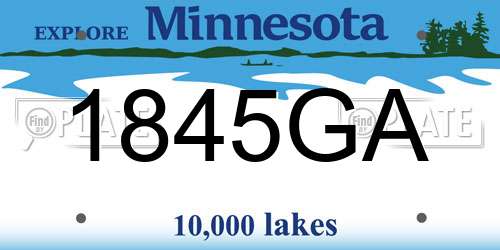 1845GA Minnesota License Plate