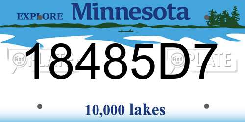 18485D7 Minnesota License Plate