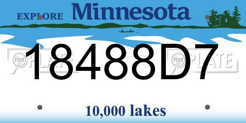 18488D7 Minnesota License Plate