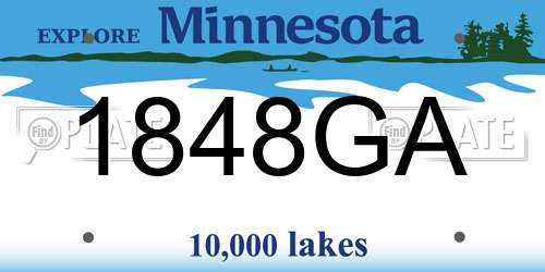 1848GA Minnesota License Plate